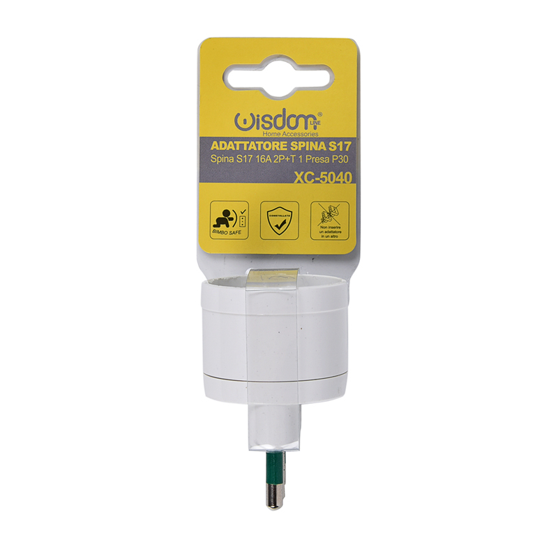Blister Adattatore Spina S17 16 Ampere 2P+T Presa P30 in Termoplastica Bianca