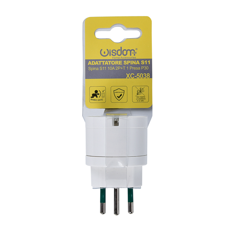 Blister Adattatore Presa P30 e Spina S11 10 Ampere 2P+T in Termoplastica Bianca