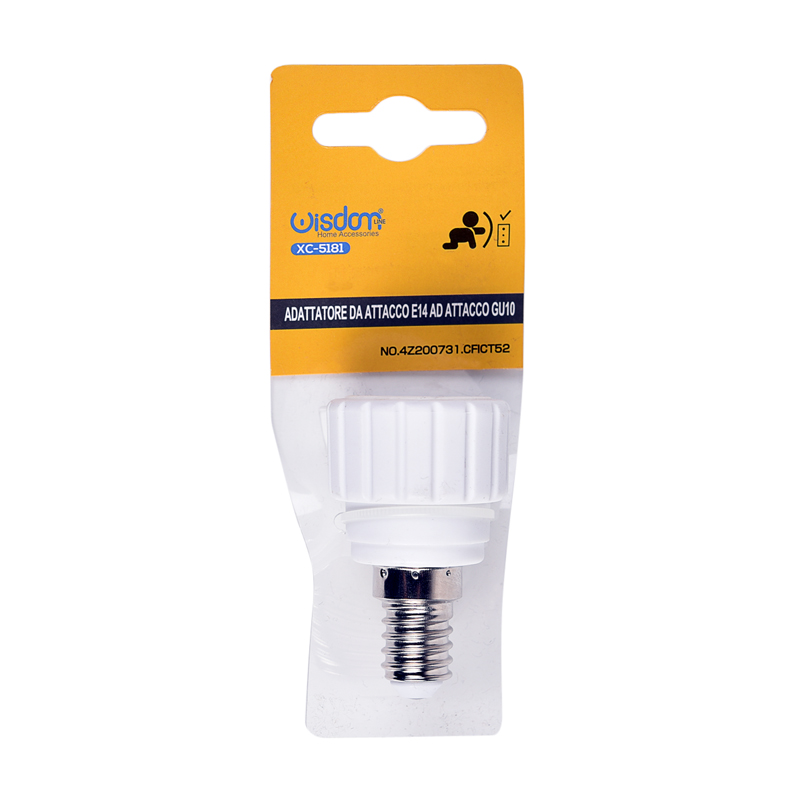 Blister Convertitore di Lampade E14 in GU10 in Plastica Resistente Bianca per Uso Interno