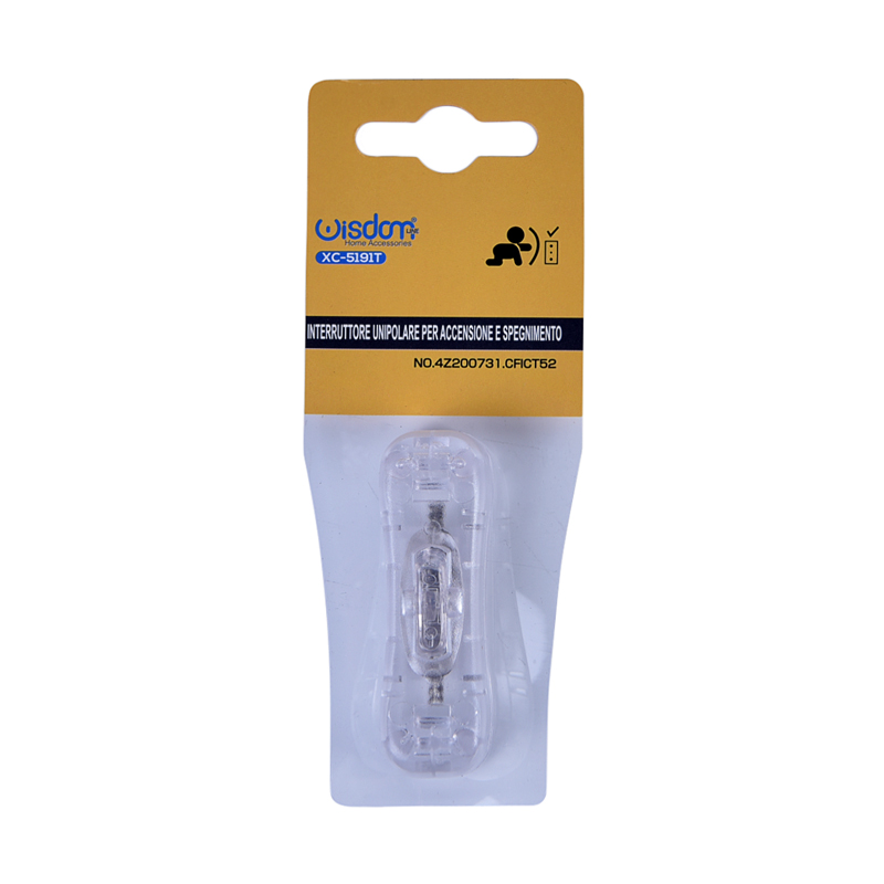 Blister Interruttore Unipolare da 1 Ampere in Plastica Resistente Trasparente con Tasto di Controllo