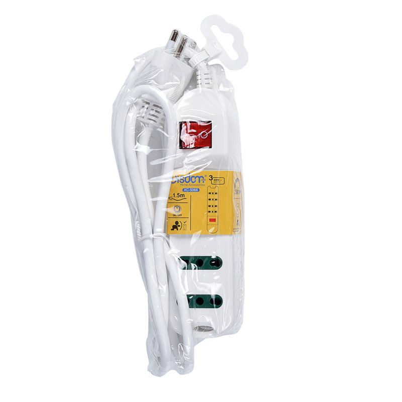 Blister Presa Multipla Bipasso con 4 Prese 2P/T-10/16A con Spina 2P/T-16A con Cavo da1,5 Metri