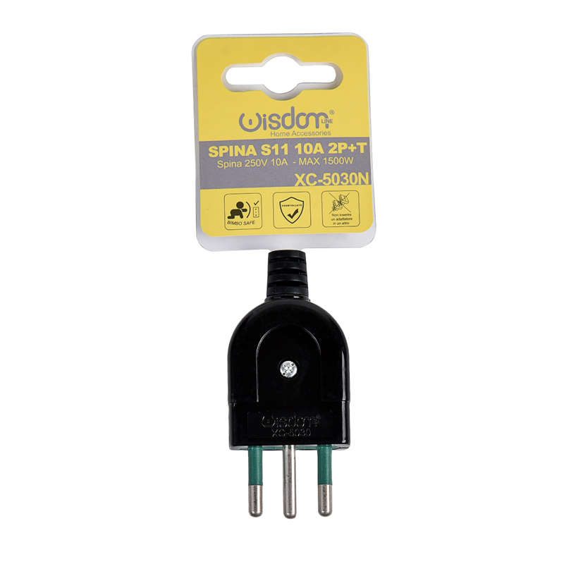 Blister Spina S11 10 Ampere 2P/T in Plastica Resistente Nera Affidabile e Sicura