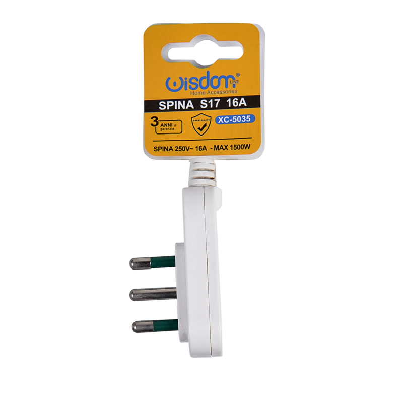 Blister Spina T90 Gradi Salvaspazio S17 16A 2P/T in Plastica Resistente Bianca