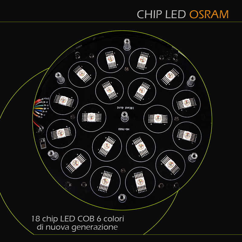 Par LED 18x15W RGBWA-UV Full Color per Eventi Interni Illuminazione Scenica Chip On Board Par LED 18x15 a 6 Colori RGBW-A-UV