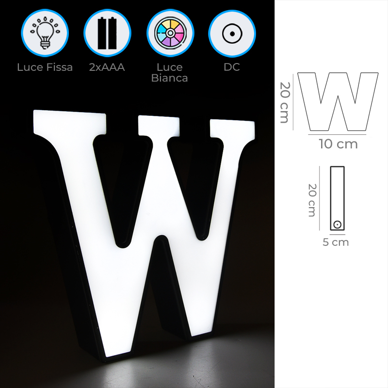 Infografica Lettera Decorativa Luminosa W Alimentata con 2 Batterie AAA o Alimentatore da 5V 