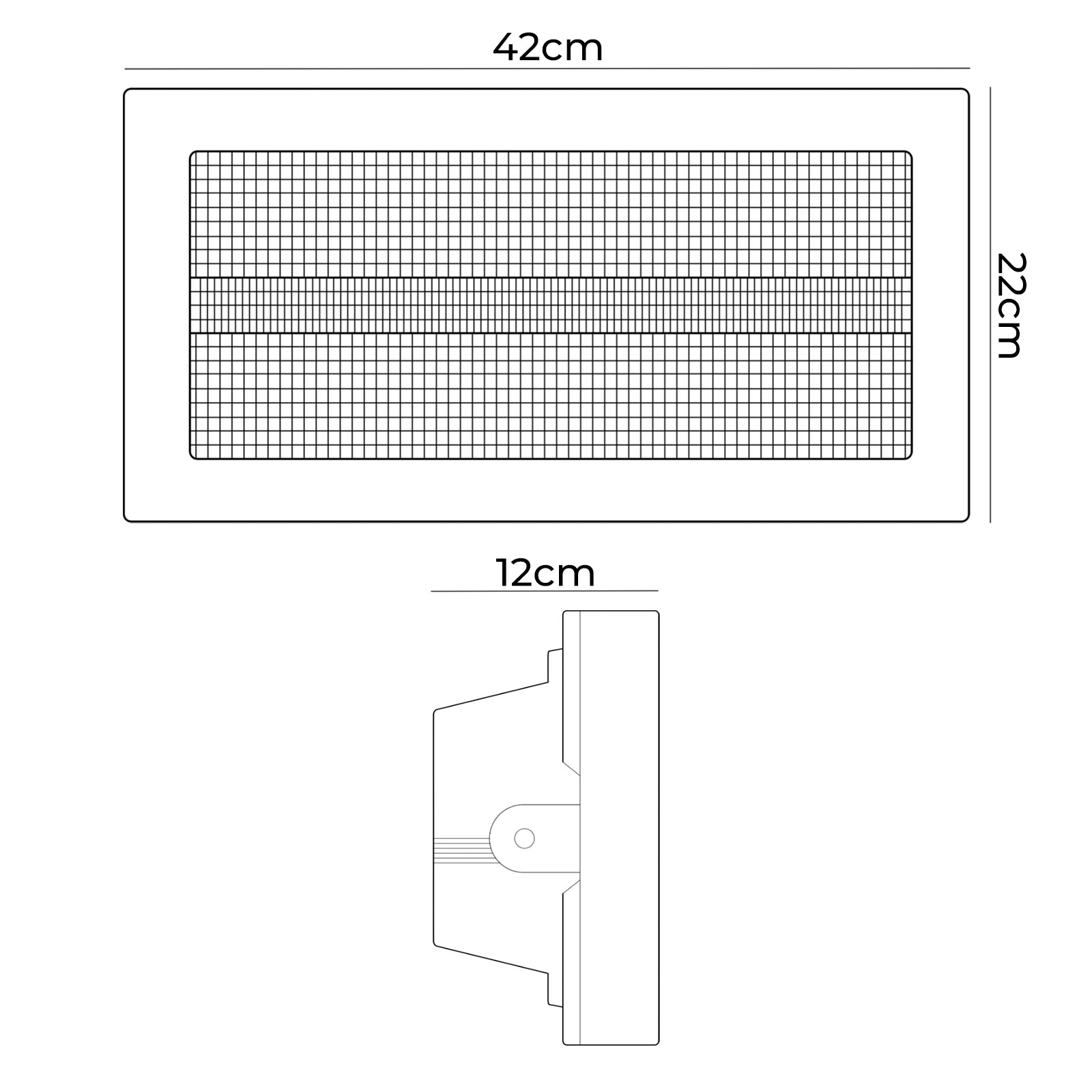 Infografica Schema Dimensioni 42 x 22 x 12 cm Strobo LED RGBW 350W