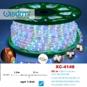 Tubo luminoso led 50mt tagliabile 24ledxmt con cavo in gomma 11.88mm multicolor