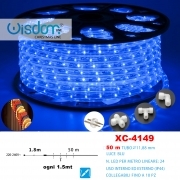 Tubo luminoso led 50mt tagliabile 24ledxmt con cavo in gomma 11.88mm luce blu