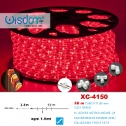 Tubo luminoso led 50mt tagliabile 24ledxmt con cavo in gomma 11.88mm luce rossa